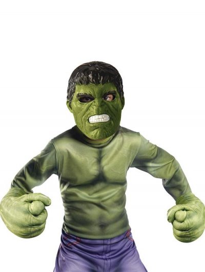 AVENGERS Kit masque et gants g&eacute;ants Hulk enfant