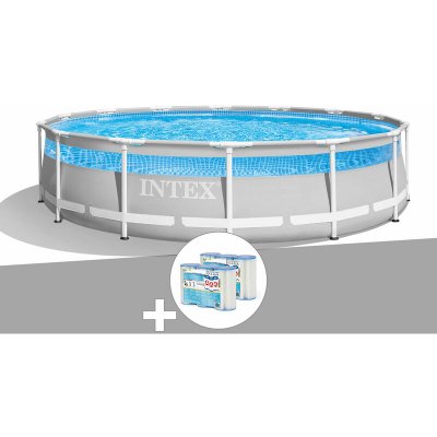 INTEX Kit piscine tubulaire  Prism Frame Clearview ronde 4,27 x 1,07 m + 6 cartouches de filtration