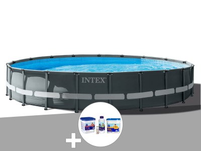 INTEX Kit piscine tubulaire  Ultra XTR Frame ronde 6,10 x 1,22 m + Kit de traitement au chlore
