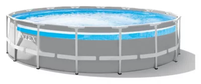 INTEX Kit piscine tubulaire Prism Frame Clear Window ronde 4,88 x 1,22 m + Kit d'entretien
