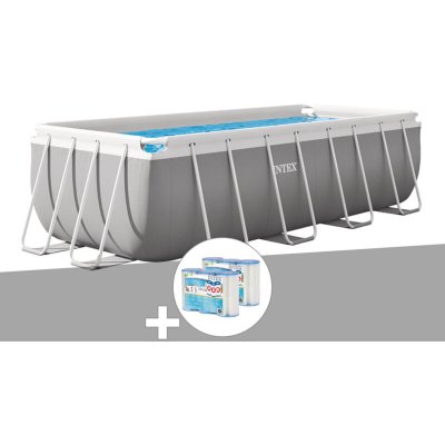INTEX Kit piscine tubulaire Prism Frame rectangulaire 4,00 x 2,00 x 1,22 m + 6 cartouches de filtration