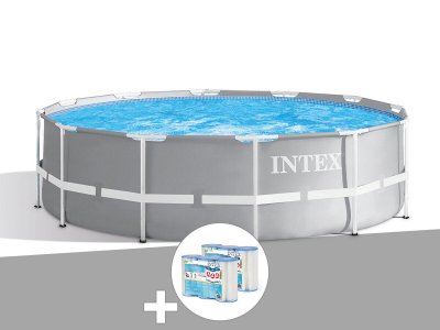 INTEX Kit piscine tubulaire Prism Frame ronde 3,66 x 1,22 m + 6 cartouches de filtration
