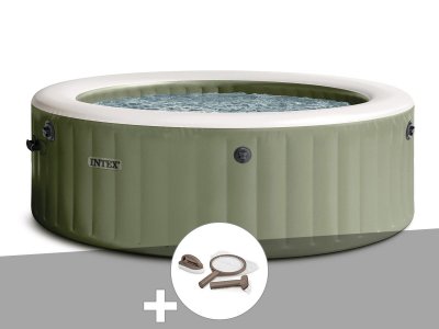 Kit spa gonflable Intex PureSpa Olive rond Bulles 4 places + Kit d'entretien