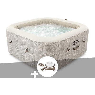 INTEX Kit spa gonflable PureSpa Chevron carr&eacute; Bulles 6 places et Kit d'entretien