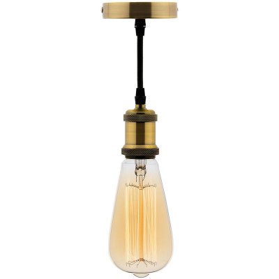 ELEXITY Kit suspension vintage avec c&acirc;ble textile et ampoule filament carbone edison