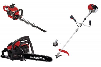 EINHELL Kit thermique 3 en 1 jardin  - D&eacute;broussailleuse, taille-haie, tron&ccedil;onneuse
