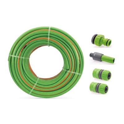 VITO GARDEN KIT Tuyau arrosage Tress&eacute; 50 m&egrave;tres diam 25mm 1+ 4 Accessoires Diam 25mm Complet VITOGARDEN