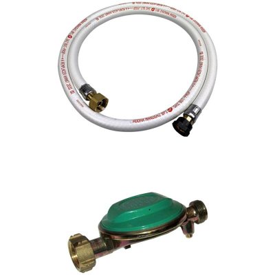 ALICE S GARDEN Kit tuyau flexible de gaz 1.5 m &agrave; embouts m&eacute;caniques + d&eacute;tendeur butane 28mbar 1.3kg/h - normes nf