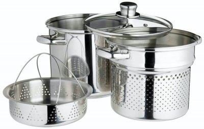 KITCHEN CRAFT  Italian Collection Faitout &agrave; p&acirc;tes avec insert vapeur Acier inoxydable 20 cm