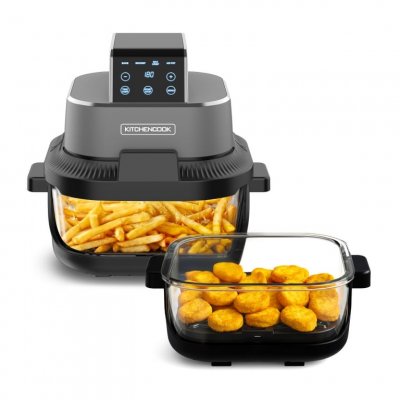 KITCHENCOOK  - Crispx - Friteuse &agrave; Air Panoramique - 2 R&eacute;cipients En Verre - 4 Programmes - 1500w