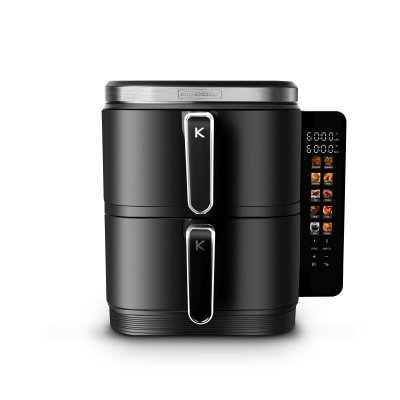 KITCHENCOOK  - Double friteuse &agrave; air verticale noire - 44.3x28.6x35.5 cm