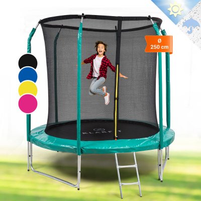 KLARFIT  - Jumpstarter Trampoline 2,5m &oslash; filet marquage gs 120 kg max. vert fonc&eacute;