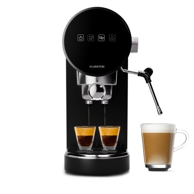 KLARSTEIN  cafeti&egrave;re avec mousseur de lait, machine &agrave; caf&eacute; et machine &agrave; expresso 0.9l, 13 noir 