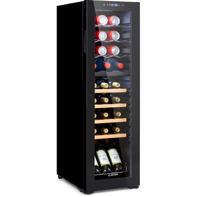 KLARSTEIN  Cave &agrave; vin Bovella 27 Duo+ &agrave; deux zones 74 l 27 bouteilles Porte vitr&eacute;e Noir 