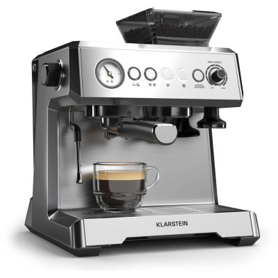 KLARSTEIN  grandpresso machine &agrave; expresso broyeur de pr&eacute;cision buse vapeur porte-filtre 20 bars inox