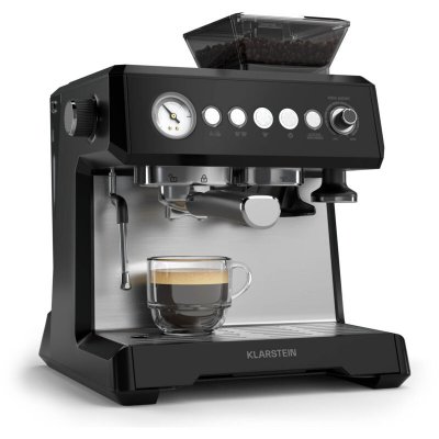 KLARSTEIN  grandpresso machine &agrave; expresso broyeur de pr&eacute;cision buse vapeur porte-filtre 20 bars noir