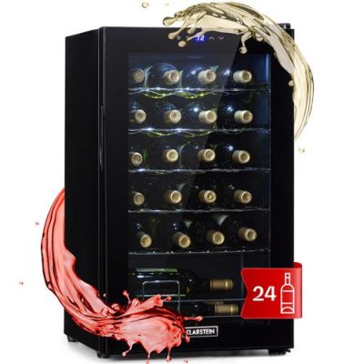  Klarstein shiraz 24 uno cave &agrave; vin de service 63l 24 bt. Panneau de contr&ocirc;le tactile 5-18&deg; c noir 