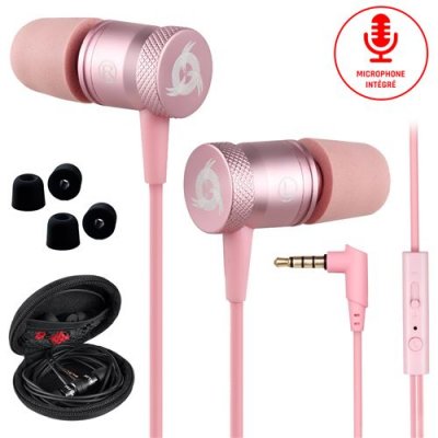 KLIM TECHNOLOGIES Klim fusion &eacute;couteurs haute qualit&eacute; audio - ecouteurs intra-auriculaire mousse &agrave; m&eacute;moire - rose gold