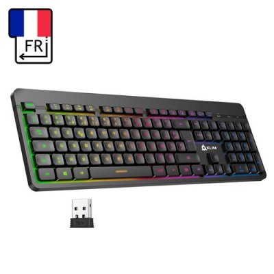 KLIM  light v2 clavier sans fil azerty fr - fin, ergonomique, discret, waterproof, silencieux