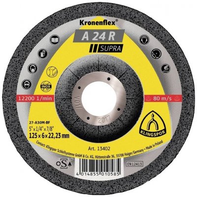 KLINGSPOR  13433 A 24 R Disque &agrave; tron&ccedil;onner coud&eacute; 230 x 6 x 22,23 mm