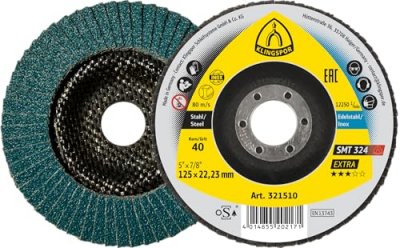 KLINGSPOR  322772&nbsp;pon&ccedil;age Mop Assiettes""SMT 624&nbsp;Supra 125&nbsp;mm K40&nbsp;incurv&eacute;