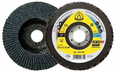 KLINGSPOR  - Rondelle &eacute;ventail smt 926 Special D.125mm K.60 6Grad bomb&eacute; inox,sta zk (Par 10)