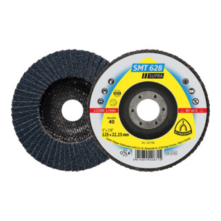 KLINGSPOR  schleifmopteller smt 628 125 x 22,23 mm, 10 pi&egrave;ces, grain 80, 322799 droite