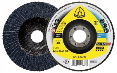 KLINGSPOR  Schleifmopteller SMT 628 180 x 22,23 mm - 10 pi&egrave;ces-grain 40 322803, dROITE