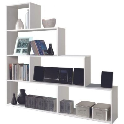 Klum Meuble Escalier Contemporain Melamine Blanc Brillant - L 145 Cm