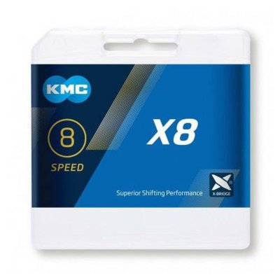 KMC  chaine X8 1/2-3/32 pouce 114 maillons 8S argent