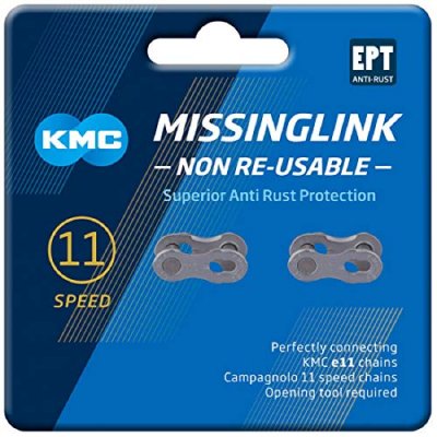 KMC  maillon de cha&icirc;ne Missing Link acier 11S argent 2 pi&egrave;ces