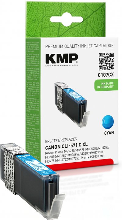 KMP  C107CX cyan, compatible avec Canon CLI-571 XL C