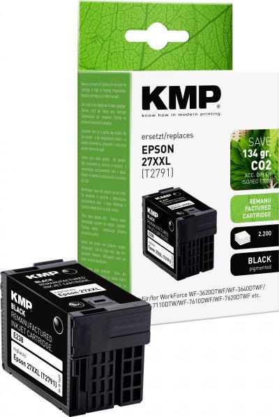 KMP  Encre remplace Epson 27XXL, T2791 compatible noir E186 1627,4201