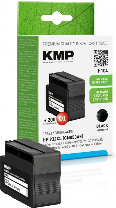 KMP  H104 Hp Cn 053 Ae 932 Xl Ink Cartrige Noir