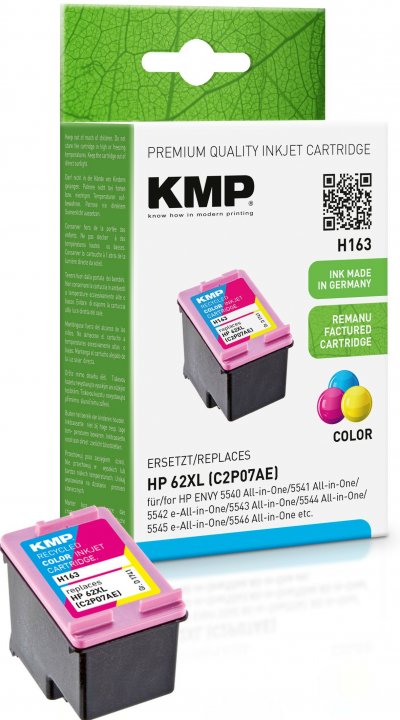 KMP  H163 3 Couleurs Compatible avec HP C2P07AE 62 XL