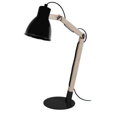 TOSEL KNUD - Lampe de bureau articul&eacute; bois naturel et noir