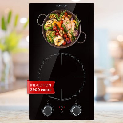KLARSTEIN Kochheld Double plaque de cuisson &agrave; induction encastrable , 2900W , verre noir