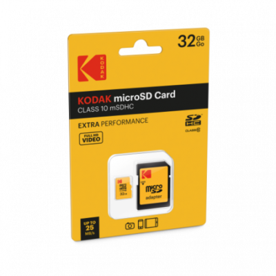  KODAK Carte m&eacute;moire microSDHC de 32 Go avec Adaptateur SD Classe 10, Compatible avec microSDXC