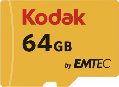 KODAK  Class10 U1 Carte m&eacute;moire microSDHC - 64 GB - Avec adaptateur