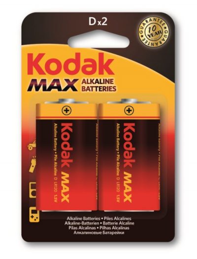 KODAK  Lot de 2 Piles alcaline MAX LR20/D - 1,5V 