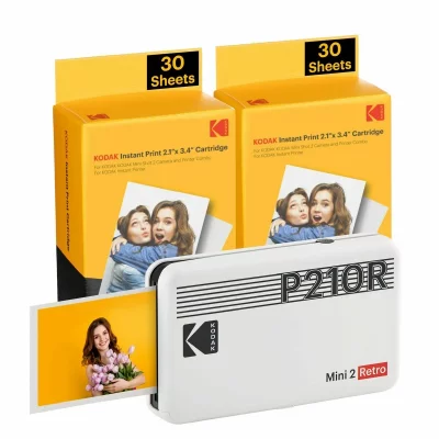 KODAK  mini 2 retro P210RW60 portable instant photo printer bundle 2.1X3.4 white