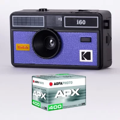 KODAK  Pack Appareil Photo Analogique R&eacute;utilisable  i60 + Film ISO 400 avec 36 Poses Bleu