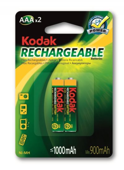 KODAK  - Piles rechargeables - Ni-MH - AAA / LR03 - 1000mAh - pack de 2 