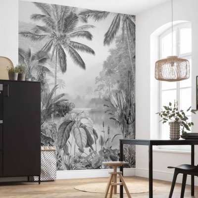 KOMAR  Papier peint photo Lac Tropical Black & White 200x270 cm