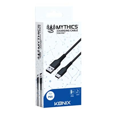 KONIX  - Mythics C&acirc;ble De Charge Usb 3m Pour Manette Ps5 / Playstation 5 - Noir