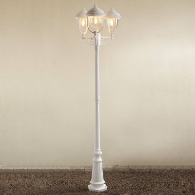KONSTSMIDE  Lampadaire cand&eacute;labre 3 abat-jours Parma blanc