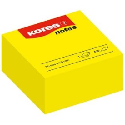 GENERIQUE Kores Bloc Cube 400 Notes Repositionnables 75 X 75 Mm Jaune