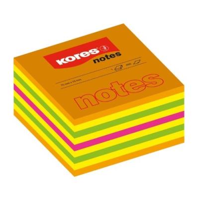 GENERIQUE Kores bloc cube note repositionnable 75 x 75 mm 450 feuilles 5 couleurs n&eacute;on n48465