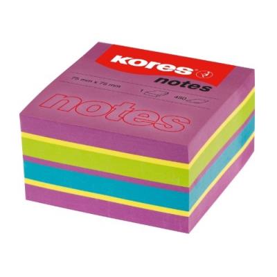 GENERIQUE Kores cubo-notes repositionnables - 75 x 75 mm - 450 feuilles, violet jaune vert bleu n48464