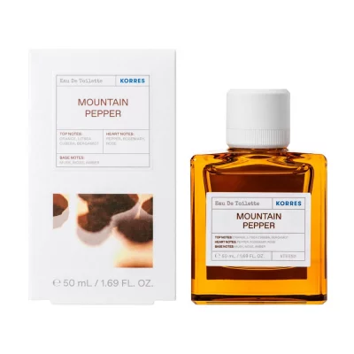 Korres Eau de Toilette Mountain Pepper pour Homme, 88% d'Origine Naturelle, Parfum Aromatique, 50 ml